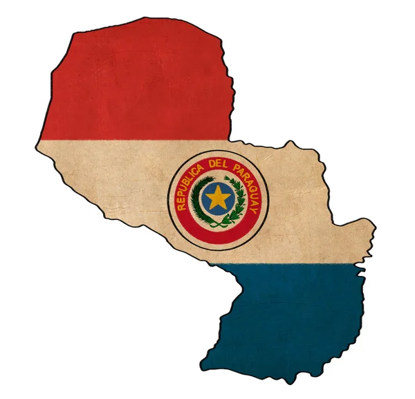 Mapa Paraguaye na kreslení, grunge a série retro vlajky vlajky — Stock fotografie