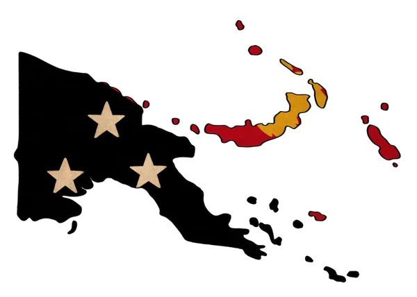 Papua Nya guinea karta på flaggan teckning, grunge och retro flagga ser — Stockfoto