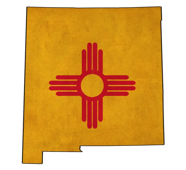 New Mexico map on  flag drawing ,grunge and retro flag series — Stock Photo, Image