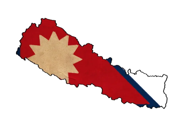 Nepal map auf flag drawing, grunge und retro flag series — Stockfoto