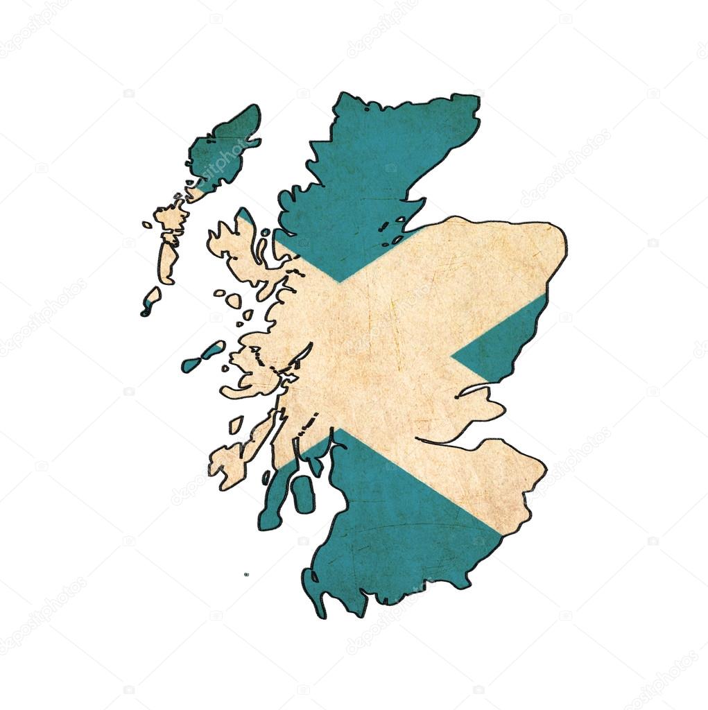 Scotland  map on  flag drawing ,grunge and retro flag series