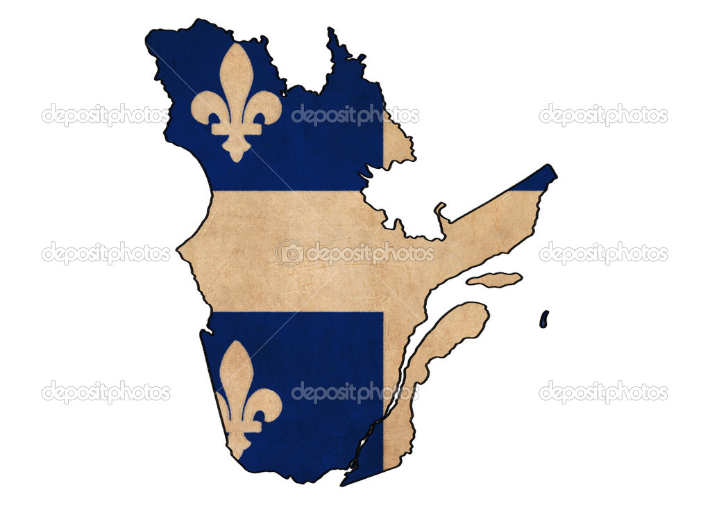 Quebec map on  flag drawing ,grunge and retro flag series