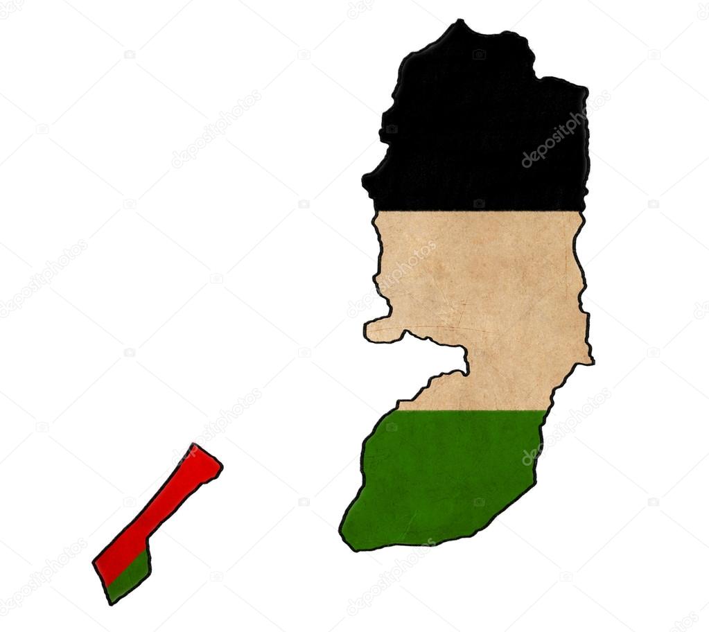 Palestine map on  flag drawing ,grunge and retro flag series