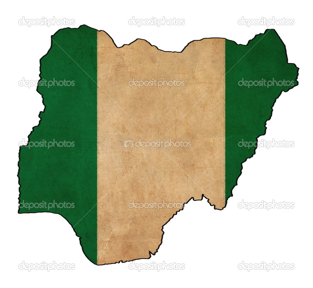 Nigeria map on Nigeria flag drawing ,grunge and retro flag serie