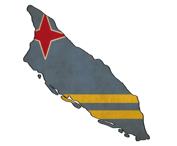 Aruba map auf aruba flag drawing, grunge und retro flag series — Stockfoto