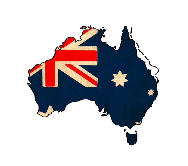 Australia map on Australia flag drawing, grunge and retro flag s — стоковое фото