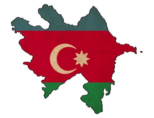 아제르바이잔은 아제르바이잔 국기 그리기, 그런 지와 복고풍 깃발에 지도 — Stok fotoğraf