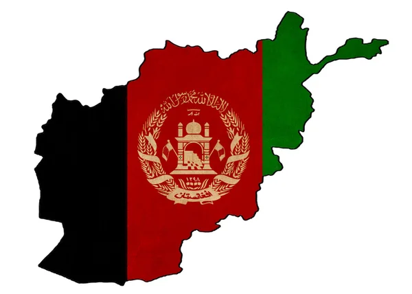 Afghanistan mappa su Afghanistan bandiera disegno, grunge e retro fl — Foto Stock