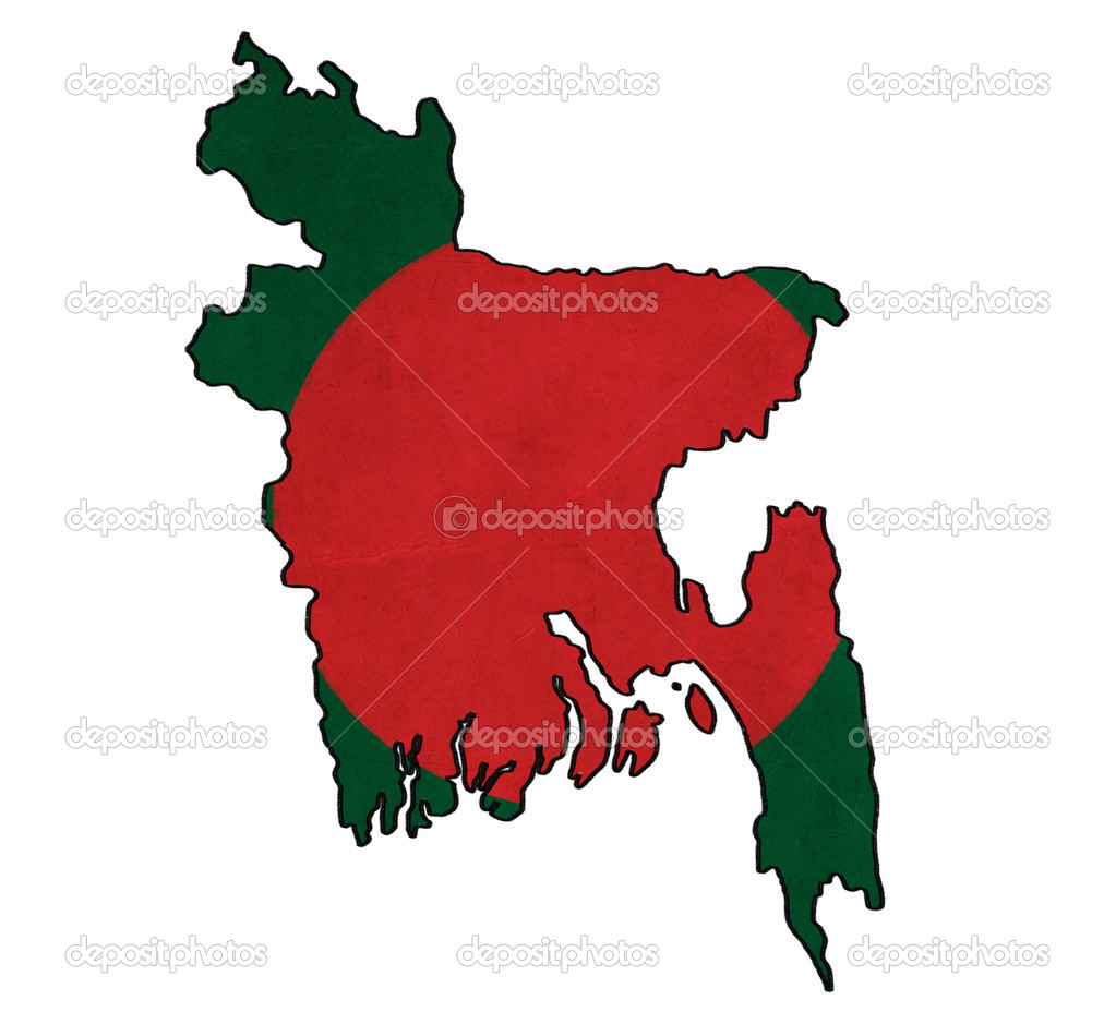 Bangladesh map on Bangladesh flag drawing ,grunge and retro flag