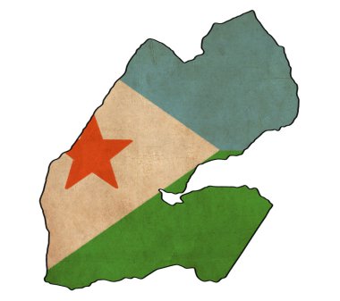 Djibouti map on Djibouti flag drawing ,grunge and retro flag ser clipart