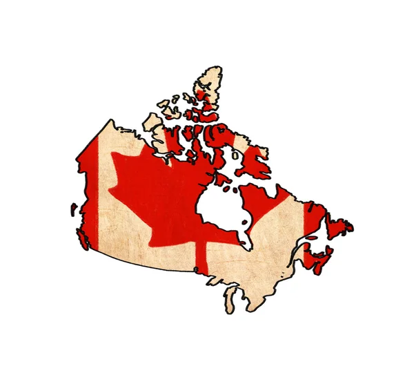 Карта Канады по рисунку флага Канады, гранжу и серии ретро-флагов — стоковое фото