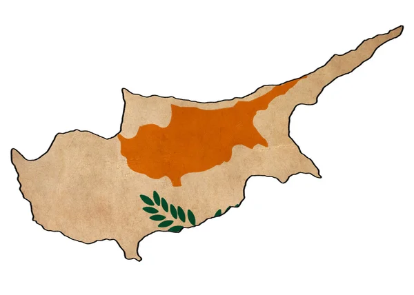 Chypre carte sur le drapeau de Chypre dessin, Grunge et série de drapeau rétro — Photo