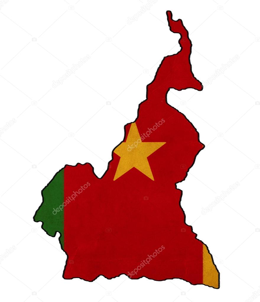 Cameroon map on Cameroon flag drawing ,grunge and retro flag ser