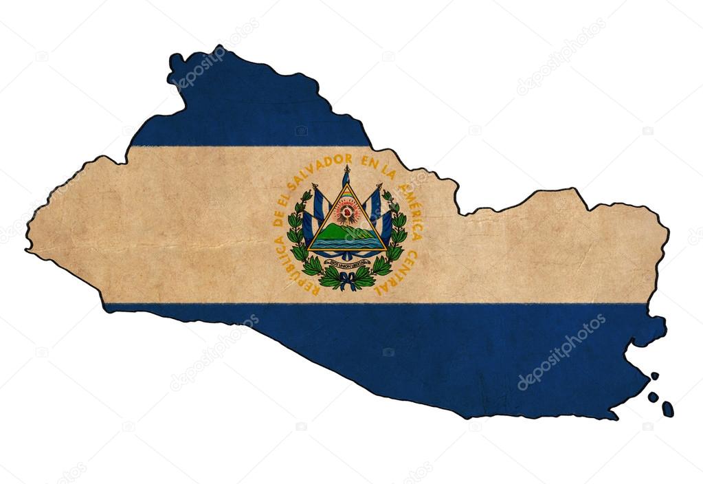 El Salvador map on  flag drawing ,grunge and retro flag series