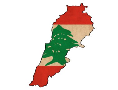 lebanon Lübnan haritada bayrak çekme, grunge ve retro bayrak SERISI