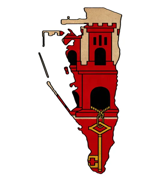 Gibraltar map auf gibraltar flag drawing, grunge und retro flag s — Stockfoto