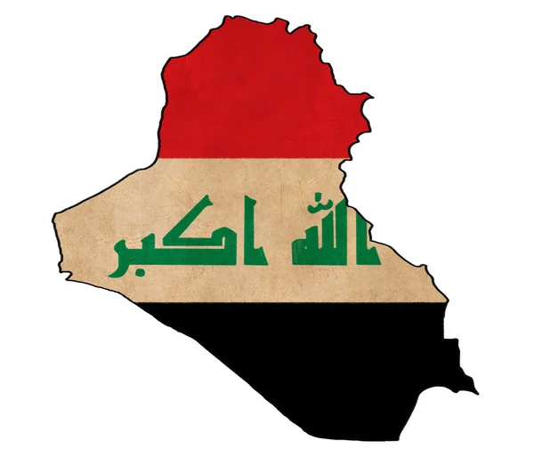 Irak kaart op Irak vlag tekening, grunge en retro vlag series — Stockfoto