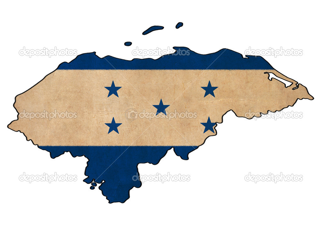 Honduras map on Honduras flag drawing ,grunge and retro flag ser