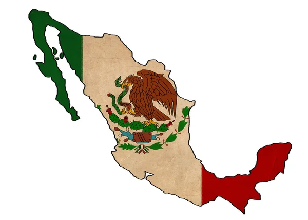 Карта Мексики на рисунке флага Мексики, серии гранж и ретро флагов — стоковое фото