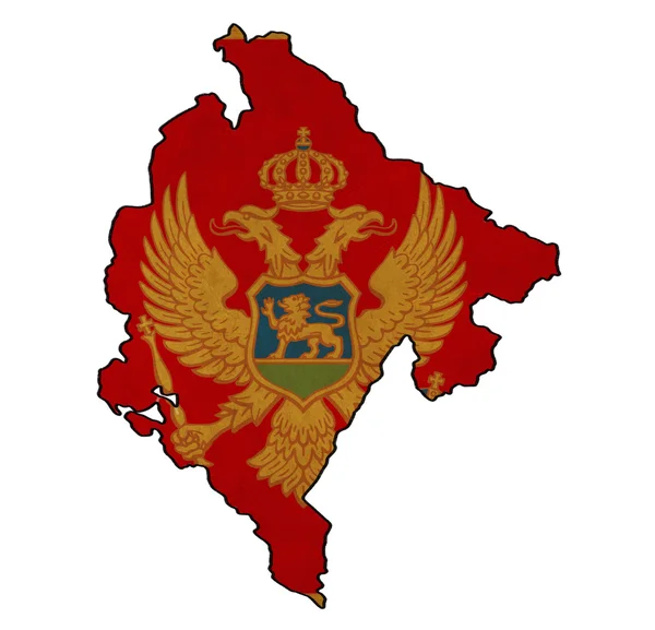 Montenegro map on Montenegro flag drawing ,grunge and retro flag — Stock Photo, Image