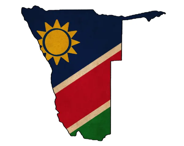 Namibie mapu na Namibie vlajka kreslení, grunge a retro vlajky serie — Stock fotografie