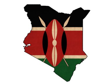 kenya Kenya haritada bayrak çekme, grunge ve retro bayrak serisi