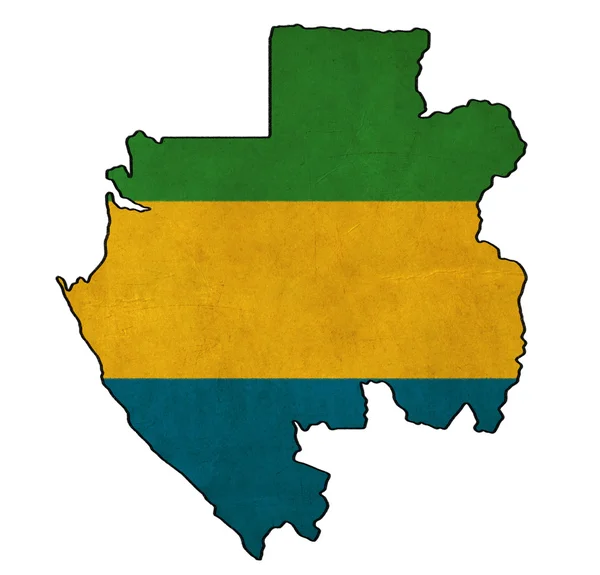 Mappa Gabon su disegno bandiera Gabon, grunge e serie bandiera retrò — Foto Stock