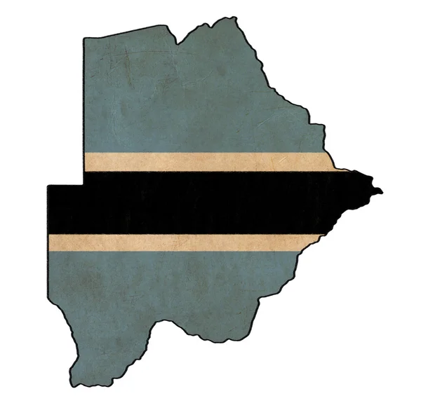 Botswana kaart op botswana vlag tekening, grunge en retro vlag ser — Stockfoto
