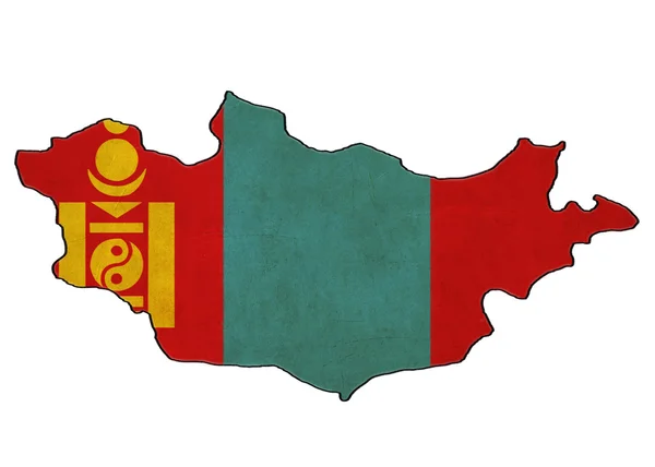 Mapa de Mongolia en Mongolia dibujo de la bandera, grunge y bandera retro ser — Foto de Stock