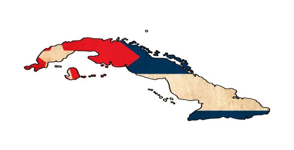 Kuba-Karte auf Flaggenzeichnung, Grunge und Retro-Flaggenserie — Stockfoto