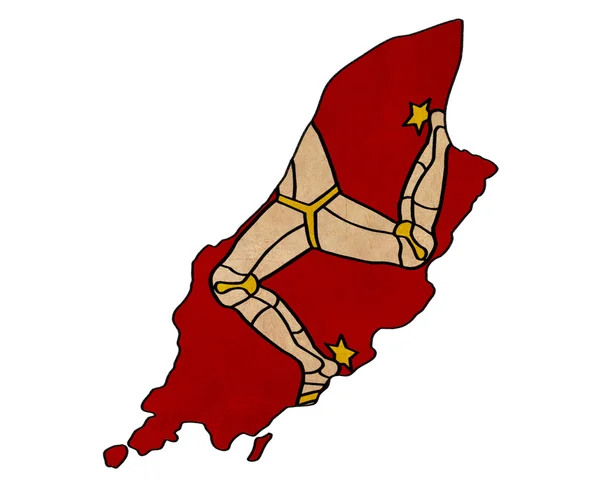 Isle of man kaart op vlag tekening, grunge en retro vlag serie — Stockfoto