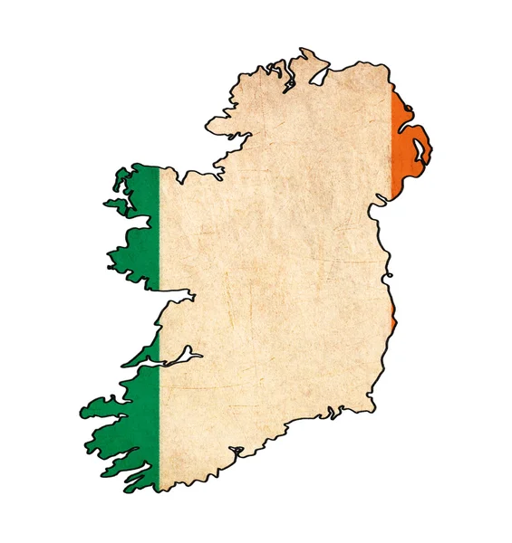 Ireland map on Ireland flag drawing ,grunge and retro flag serie — Stock Photo, Image