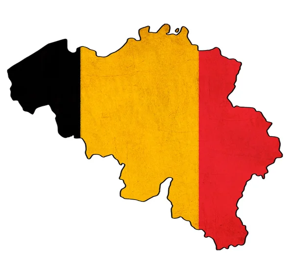 Belgium map on belgium flag drawing ,grunge and retro flag serie — Stock Photo, Image