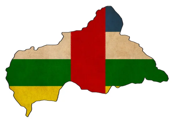 Středoafrická republika mapa na vlajce kresba, grunge a retro — Stock fotografie