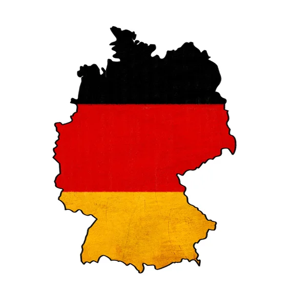 Deutsche Landkarte auf deutscher Flaggenzeichnung, Grunge und Retro Flaggenserie — Stockfoto