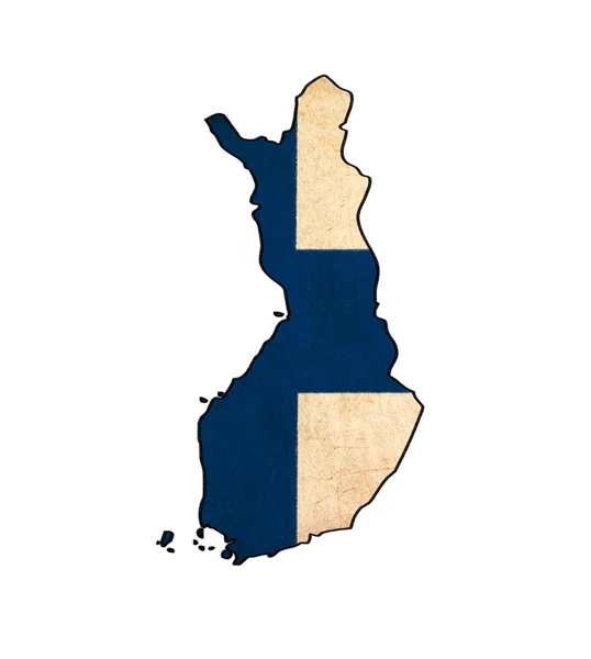 Finland map on finland flag drawing, grunge and retro flag serie — Fotografia de Stock