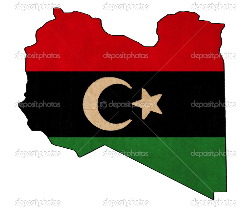 Libya map on Libya flag drawing ,grunge and retro flag series