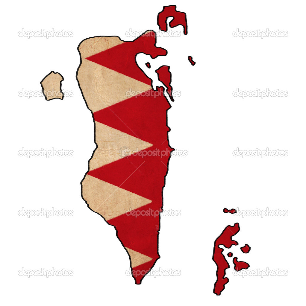 Bahrain map on Bahrain flag drawing ,grunge and retro flag serie