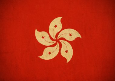 hong kong bayrağı çizim, grunge ve retro bayrak serisi