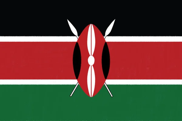 kenya bayrak kömür kağıt üzerine pastel ile çizim