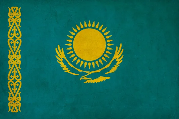 Kazajstán dibujo de la bandera, grunge y serie bandera retro —  Fotos de Stock