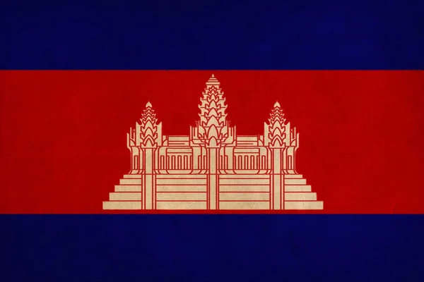 Çizim, grunge ve retro bayrak serisi Kamboçya bayrağı — Stok fotoğraf