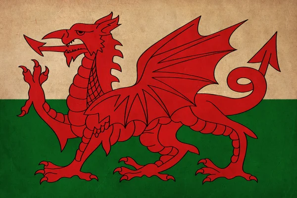 Wales flagga ritning, grunge och retro flagga-serien — Stockfoto