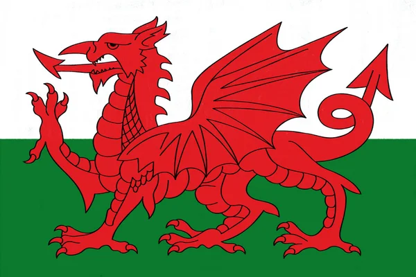 Wales vlag tekening door pastel op houtskool papier — Stockfoto