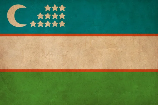우즈베키스탄 국기 그리기, 그런 지와 복고풍 플래그 시리즈 — 스톡 사진