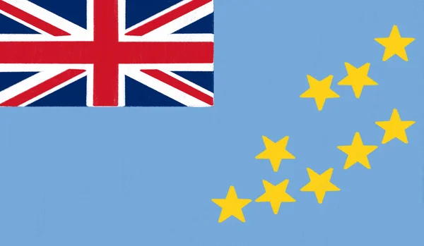Tuvalus flagga teckning av pastell på träkol papper — Stockfoto