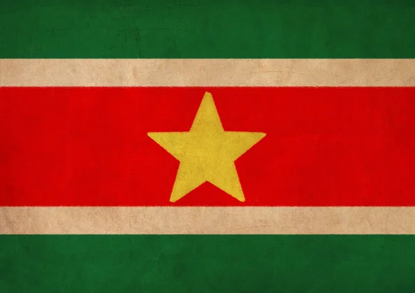 スリナムの国旗、グランジとレトロなフラグ シリーズの描画 — ストック写真