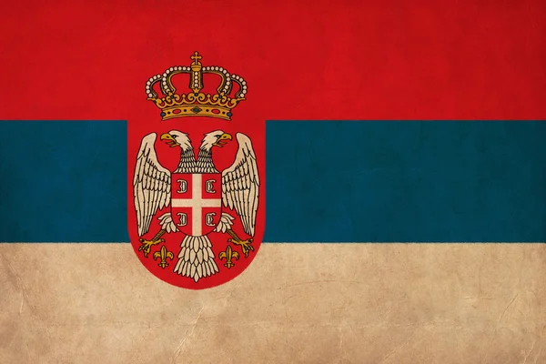 Çizim, grunge ve retro bayrak serisi Sırbistan bayrağı — Stok fotoğraf