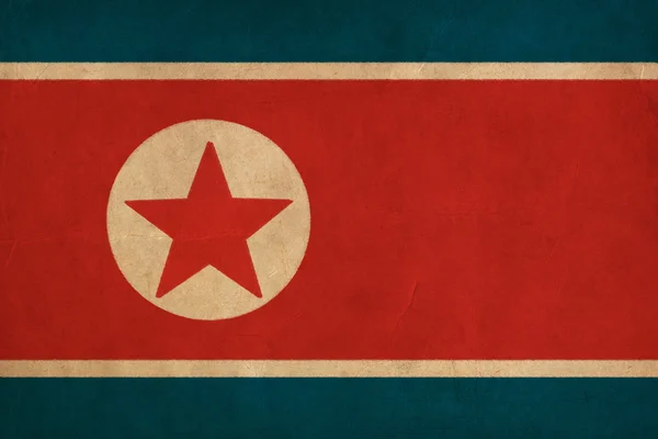 Bandeira da Coreia do Norte série desenho, grunge e bandeira retro — Fotografia de Stock