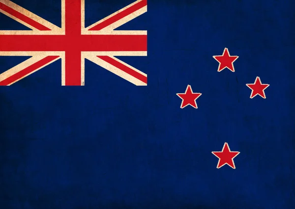 Novozélandská vlajka kresba, grunge a série retro vlajky — Stock fotografie